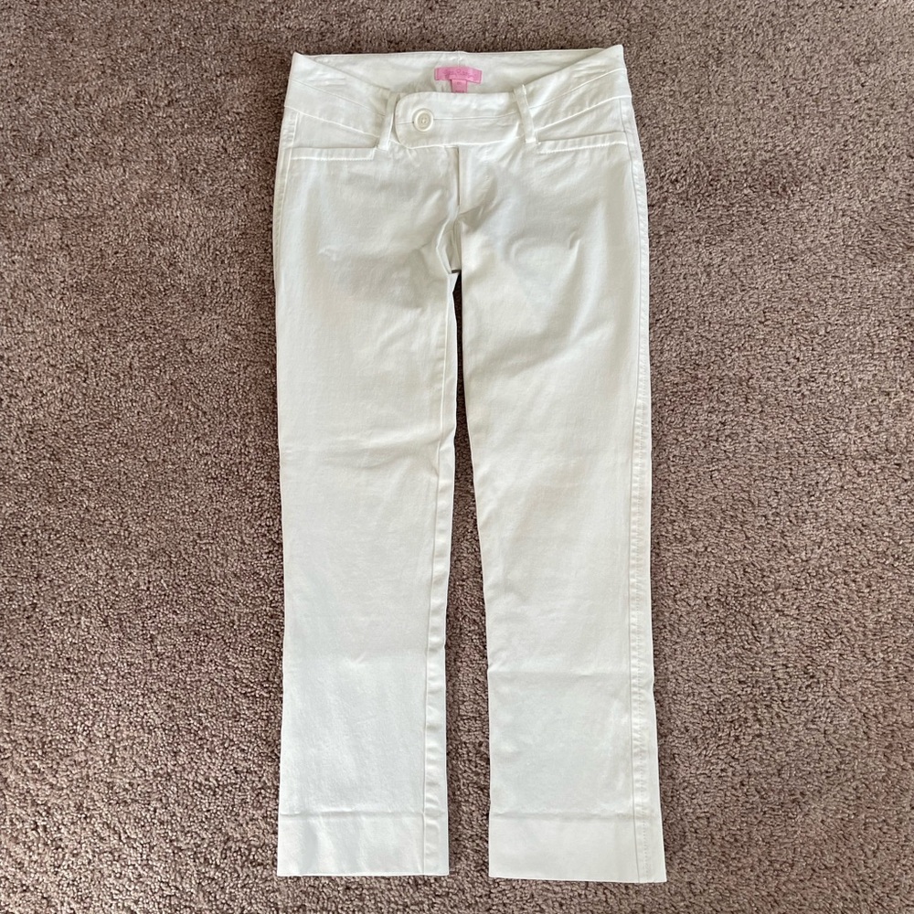 Low Rise Lilly Pulitzer Ankle Crop Pants White Resort Size 00